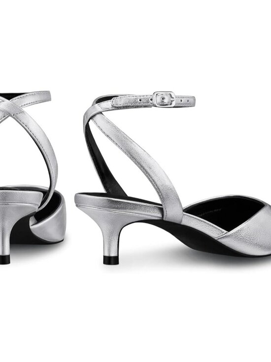 Women\'s Silver Low Heel Pumps 1.97 Inch Comfortable Kitten Toe Heel Shoes